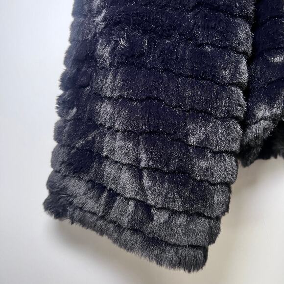 ELLE  Faux Fur Cropped Jacket L Open Front Evening Party cocktail Winter Coat - Picture 5 of 5